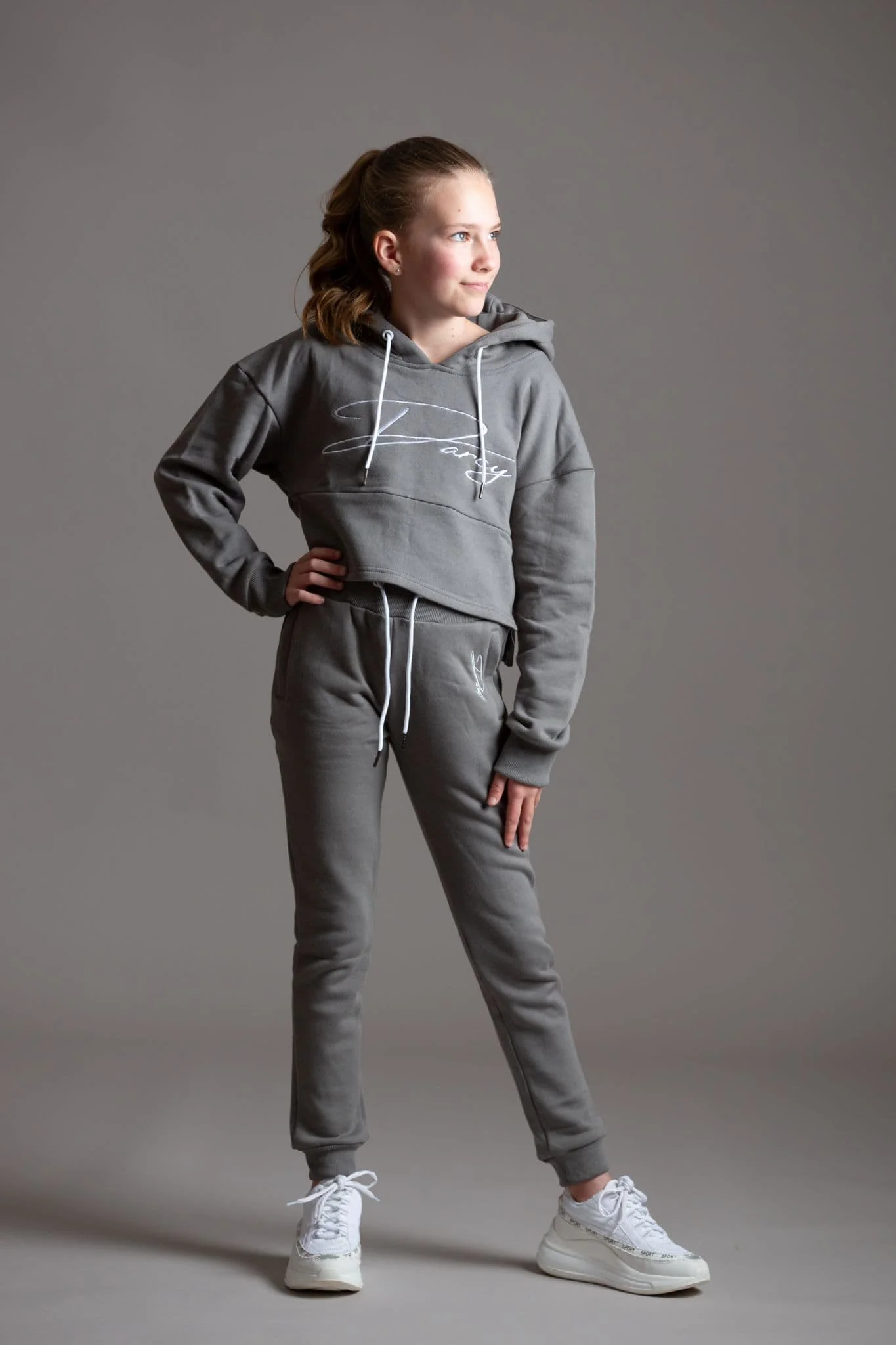 Misty Grey Script Jogger Set - Image 4
